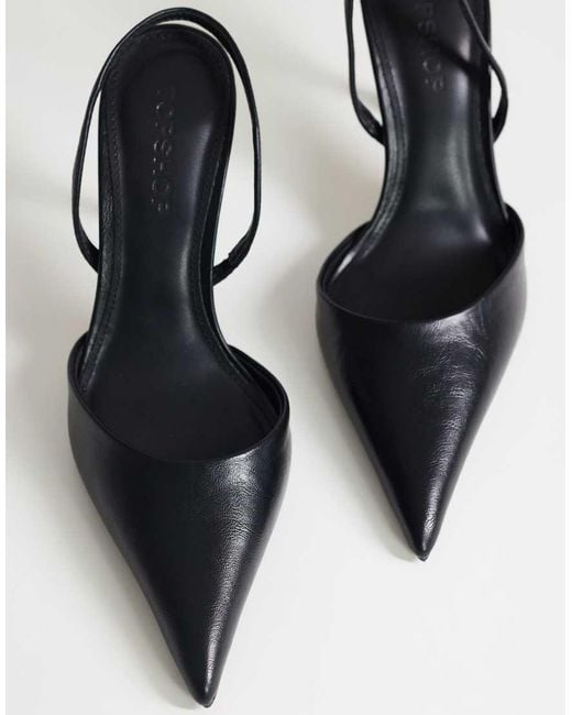 TOPSHOP Black Angel High Heeled Court Shoe