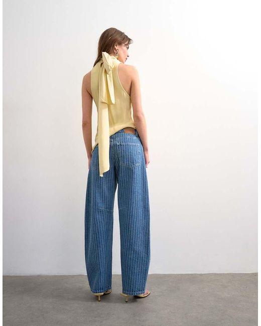TOPSHOP Blue Barrel Mid Rise Jean