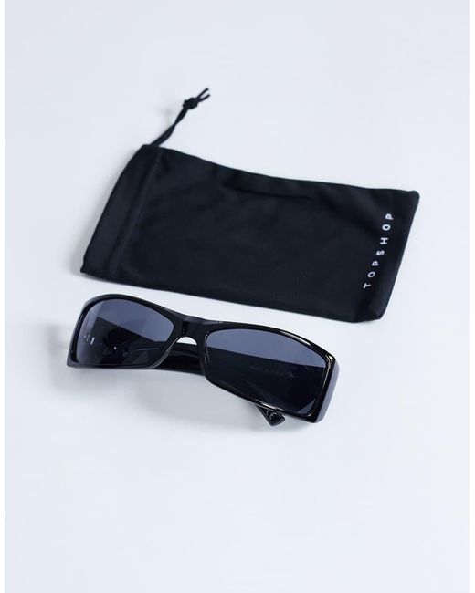 TOPSHOP Blue Ibiza Wrapround Rectangle Sunglasses