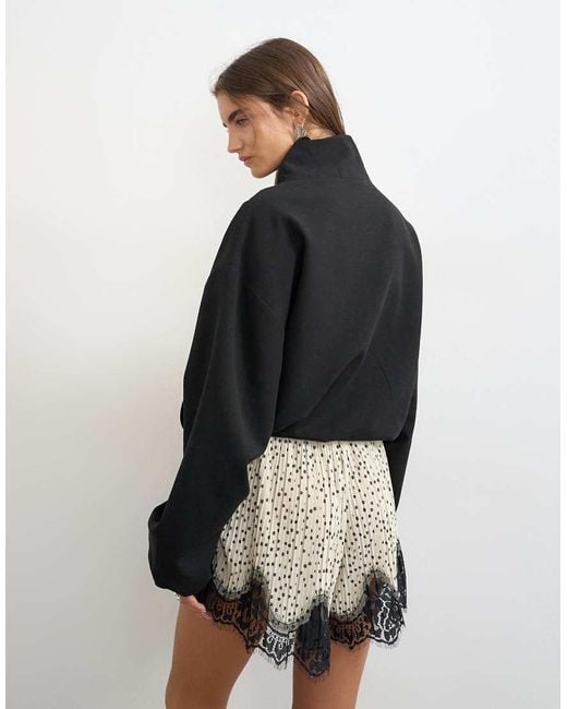 TOPSHOP Black Bomber Mandarin Collar Jacket