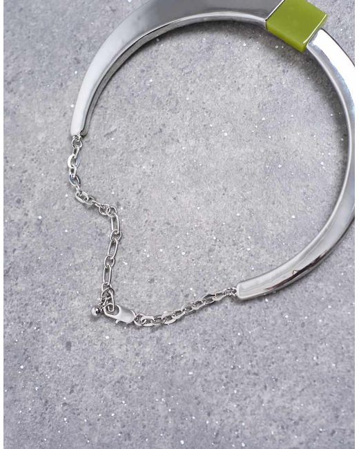 TOPSHOP White Nox Hoop Necklace With Semi Precious Stone