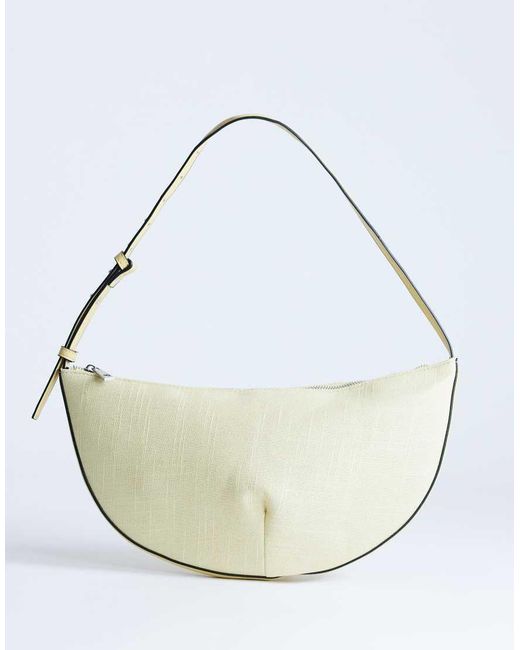 TOPSHOP White Curly Medium Canvas Scoop Shoulder Bag