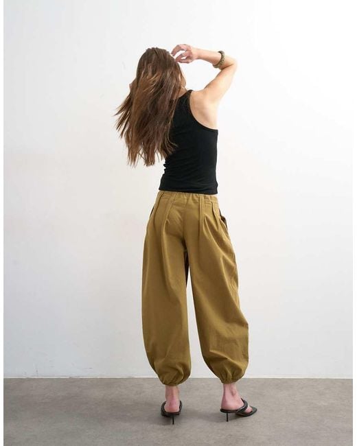 TOPSHOP Green Poplin Balloon Trouser