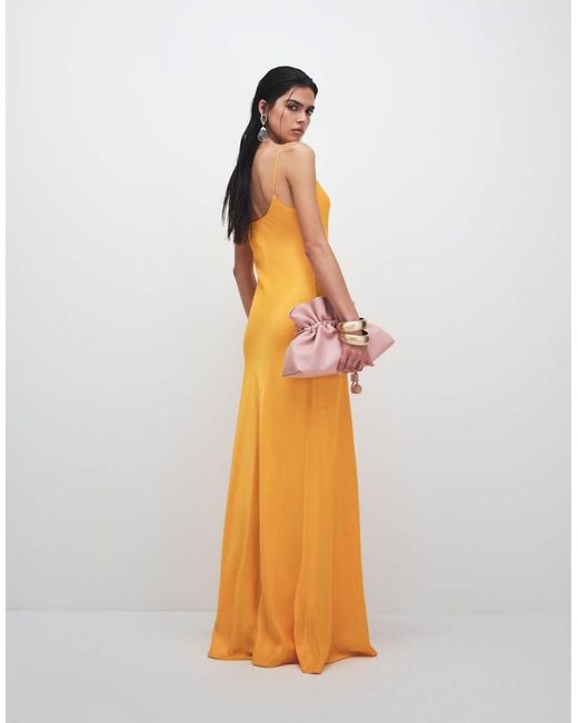 TOPSHOP White Viscose Satin Low Scoop Flood Length Maxi Slip Dress