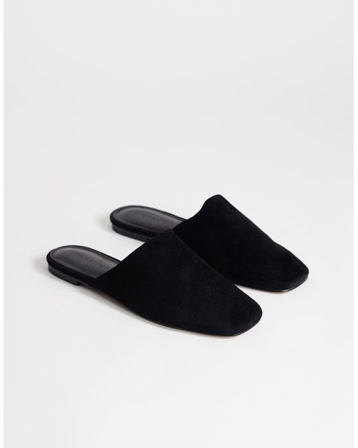 TOPSHOP Blue Lillie Real Suede Round Toe Flat Shoe