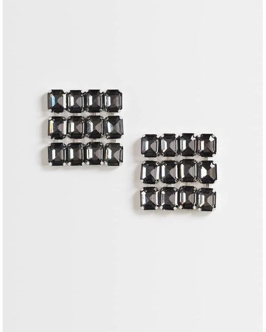 TOPSHOP Black Eddie Square Statement Earrings
