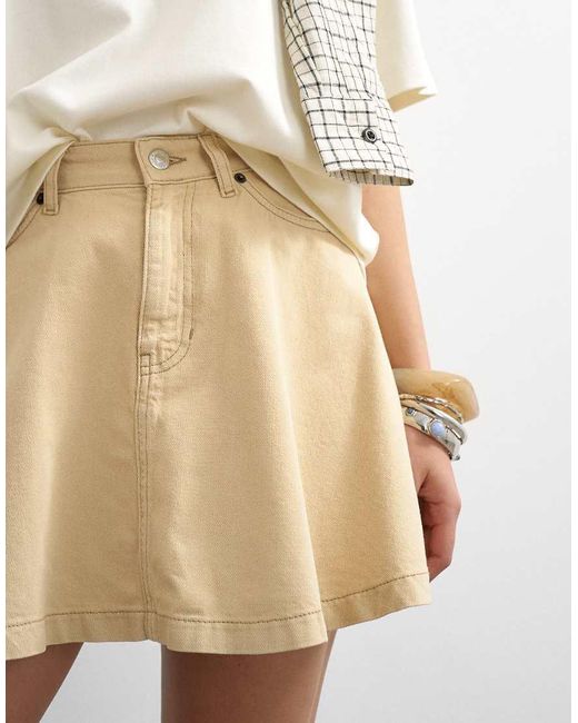 TOPSHOP Natural Denim Full Mini Skirt