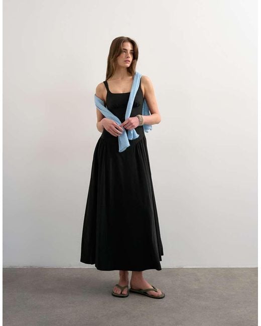 TOPSHOP White Dropped Waist Midaxi Sundress