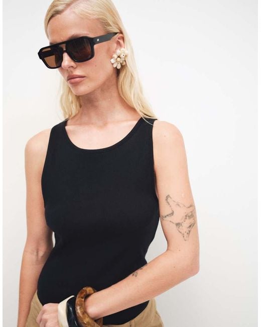 TOPSHOP Black Asymmetric Racer Back Vest