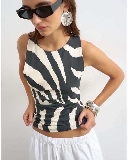 TOPSHOP White Asymmetric Racer Back Vest