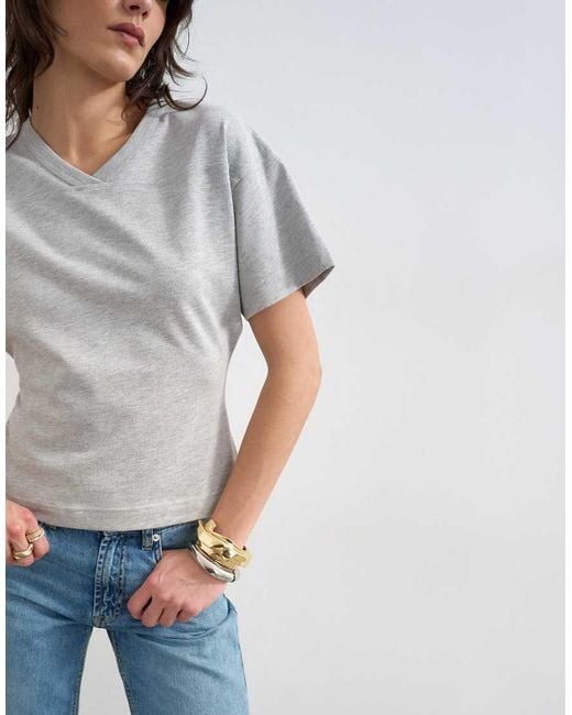 TOPSHOP Blue V-neck Cinch