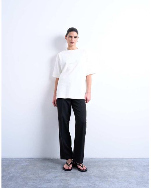 TOPSHOP Blue Pleated Straight Leg Trouser