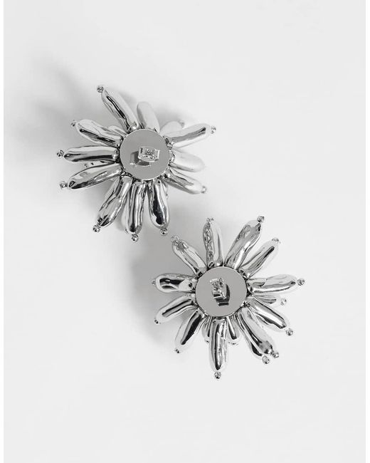 TOPSHOP Metallic Cara Statement Flower Earrings