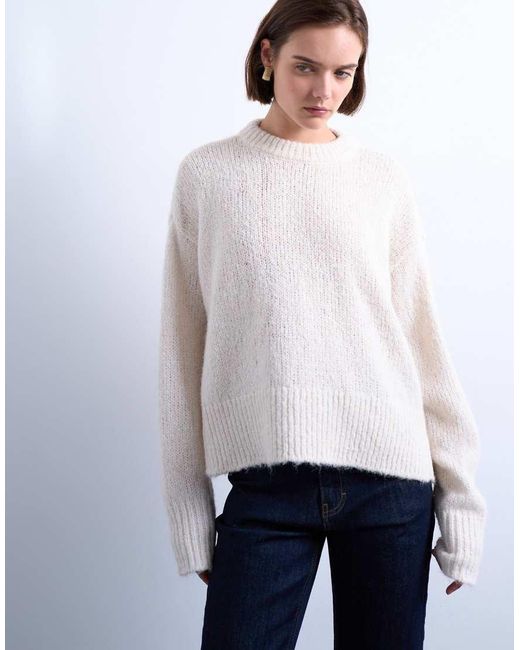 TOPSHOP White Knit Wool Blend Fluffy Ultimate Sweater