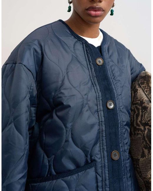 TOPSHOP Blue Double Layer Fronted Liner Jacket
