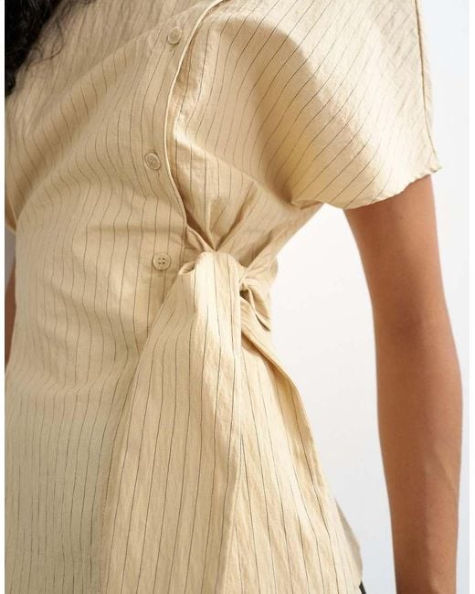 TOPSHOP Natural High Neck Curved Placket Shirt