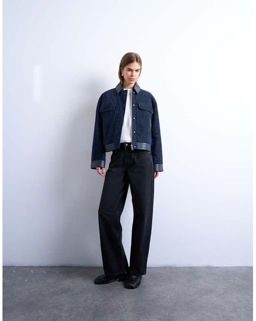 TOPSHOP Blue Premium Real Suede Jacket