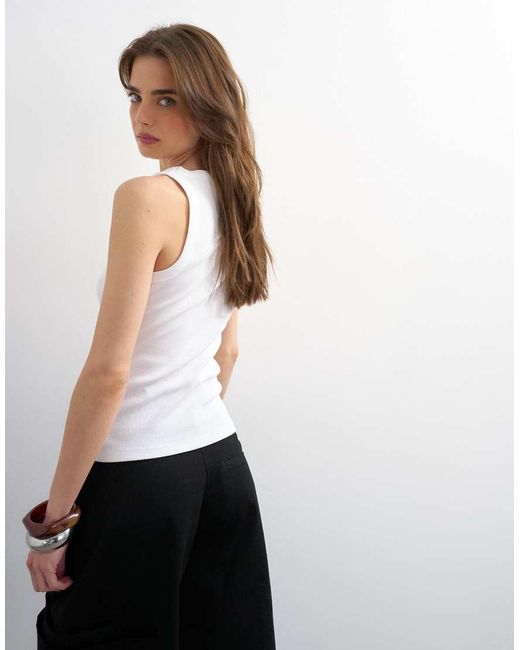 TOPSHOP White Slash Neck Racer Vest