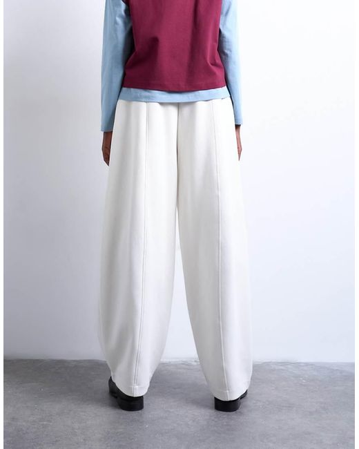 TOPSHOP White Scuba-style Fabric Pintuck Barrel Leg jogger