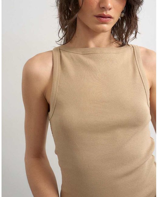 TOPSHOP Blue Slash Neck Racer Vest