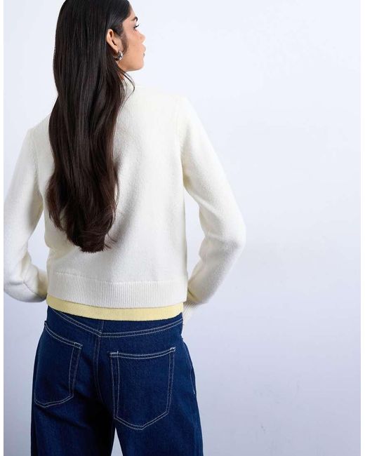 TOPSHOP White Knit Double Layer Cardigan
