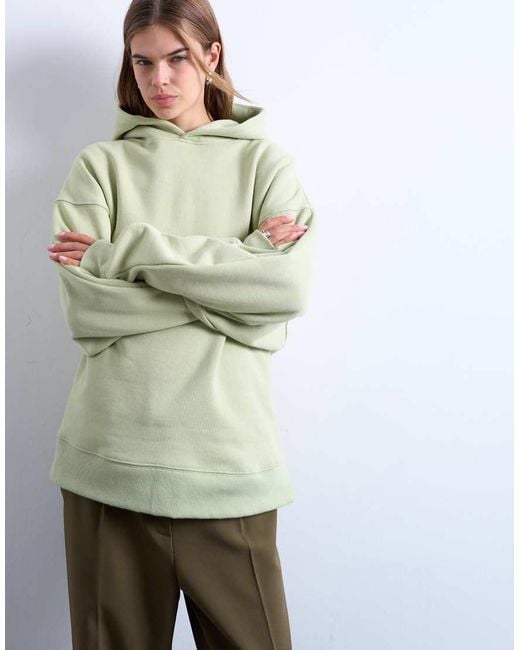 TOPSHOP Green Premium Heavyweight Oversized Hoodie