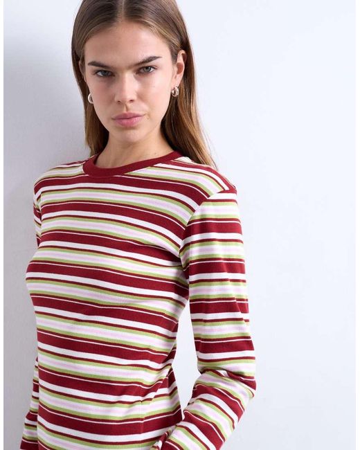 TOPSHOP Red Stripe Long Sleeve Everyday Tee