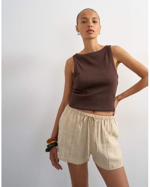 TOPSHOP Multicolor Tie Waist Seam Detail Shorts