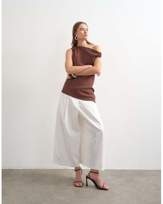 TOPSHOP White Linen A-line Culottes