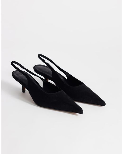 TOPSHOP White Ali Kitten Heel Sling Back Court
