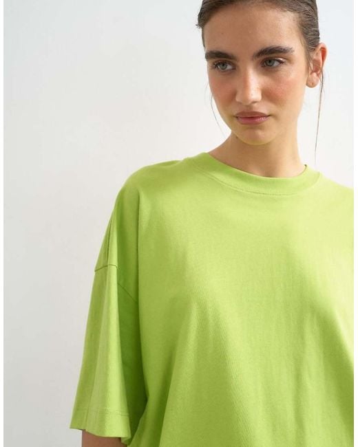 TOPSHOP Green Oversized Drop Shoulder Tee