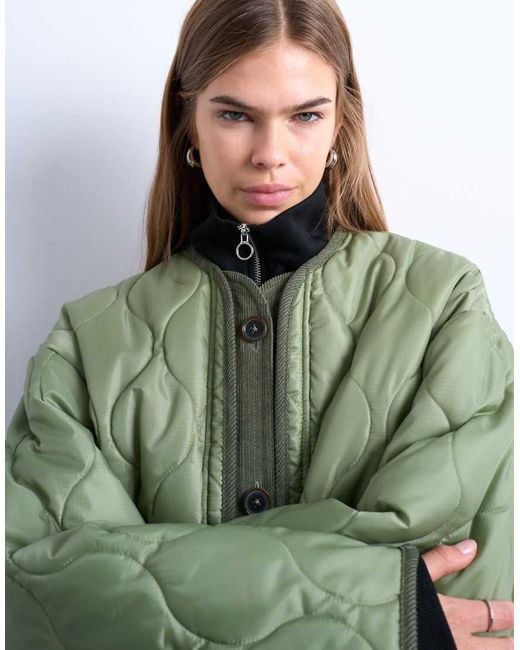 TOPSHOP White Oversized Placket Two Tone Liner Jacket