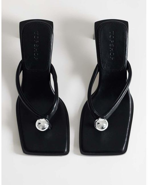 TOPSHOP Brown Nadeem Mid-height Heeled Flip Flops With Hardware