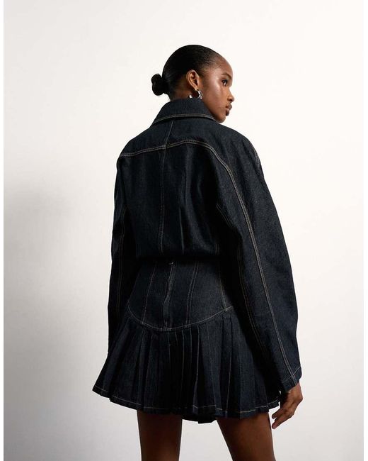 TOPSHOP Natural Tolu Coker X Denim Super Mini Pleated Skirt Circular Design