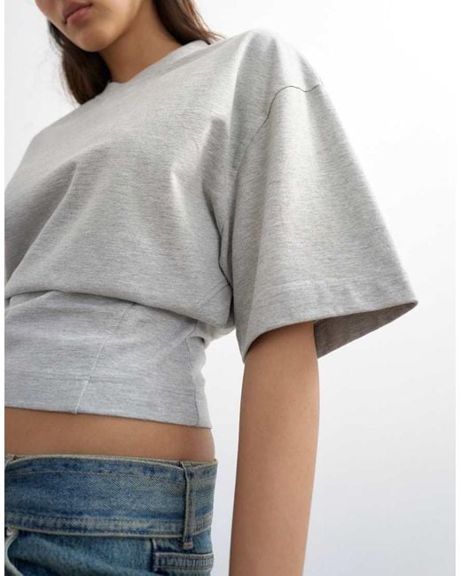 TOPSHOP Gray Structured Waist Tee