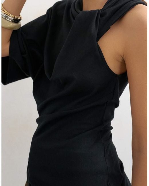 TOPSHOP Blue Twisted Strap Asymmetric Top