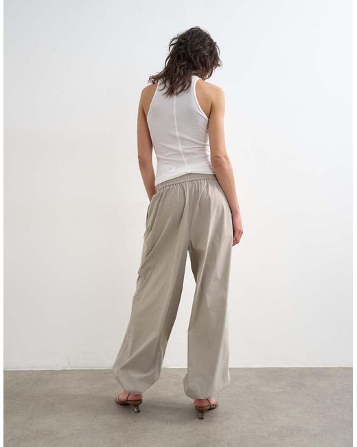 TOPSHOP White Drawcord Tech Fabric Balloon Trousers