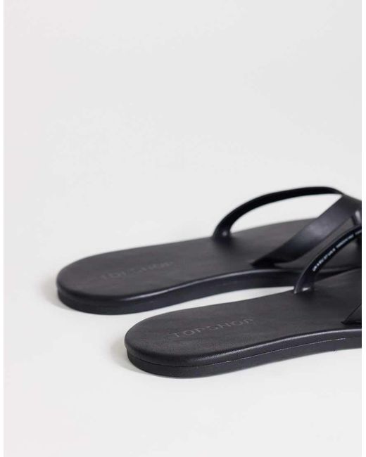 TOPSHOP Blue Sky Real Leather Toe Thong Sandals