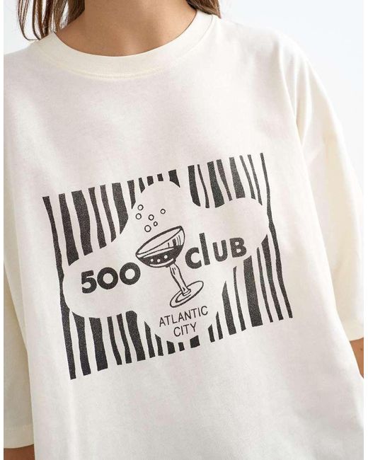 TOPSHOP Natural '500 Club' Graphic T-shirt