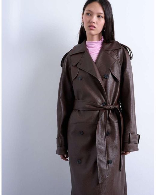 TOPSHOP White Bubble Faux Leather Trench Coat