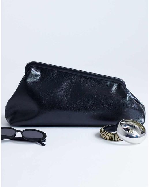 TOPSHOP Blue Anna Medium Angular Clutch Bag
