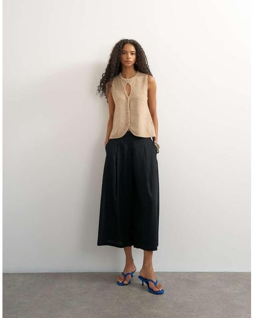 TOPSHOP Brown Knitted Key Hole Tank Top