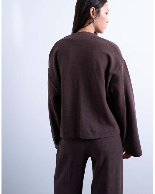 TOPSHOP Brown Neck Tie Long Sleeve Tee Co-ord