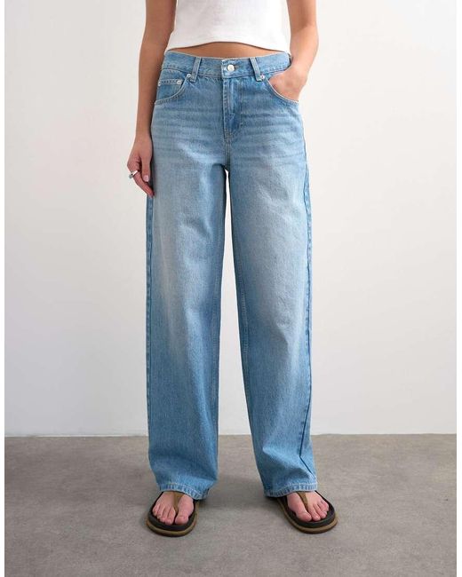 TOPSHOP Blue Cinch Low Rise Relaxed Jean