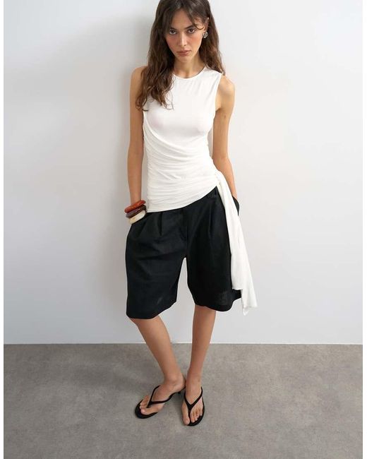 TOPSHOP White Wrap Drape Tank With Tie