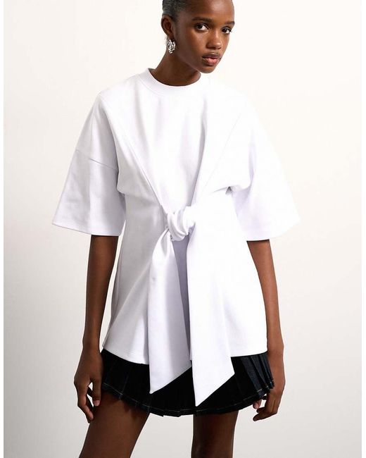TOPSHOP White Tolu Coker X Seam Tie Detail Tee Design