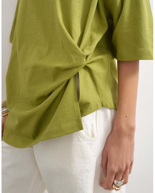 TOPSHOP Green Knot Twist T-Shirt