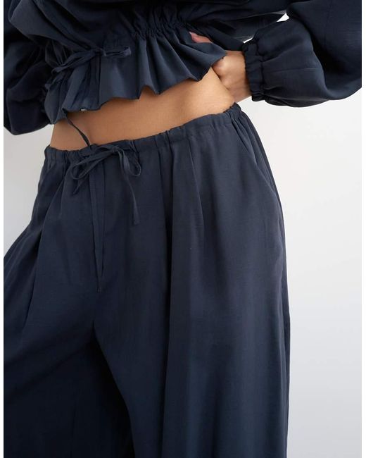 TOPSHOP Blue Co Ord Balloon Trouser With Tie Waist