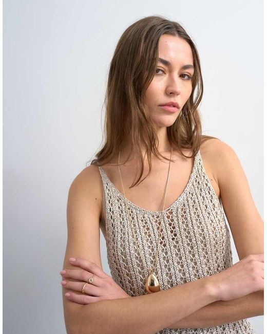 TOPSHOP White Knitted Metallic Crochet Mini Dress