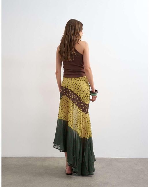 TOPSHOP White Sheer Panelled Asymmetrical Maxi Skirt